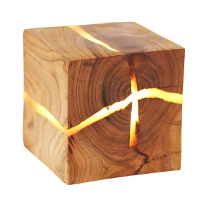 Künstlerische Holz Tischlampe mit Crackle-Effekt