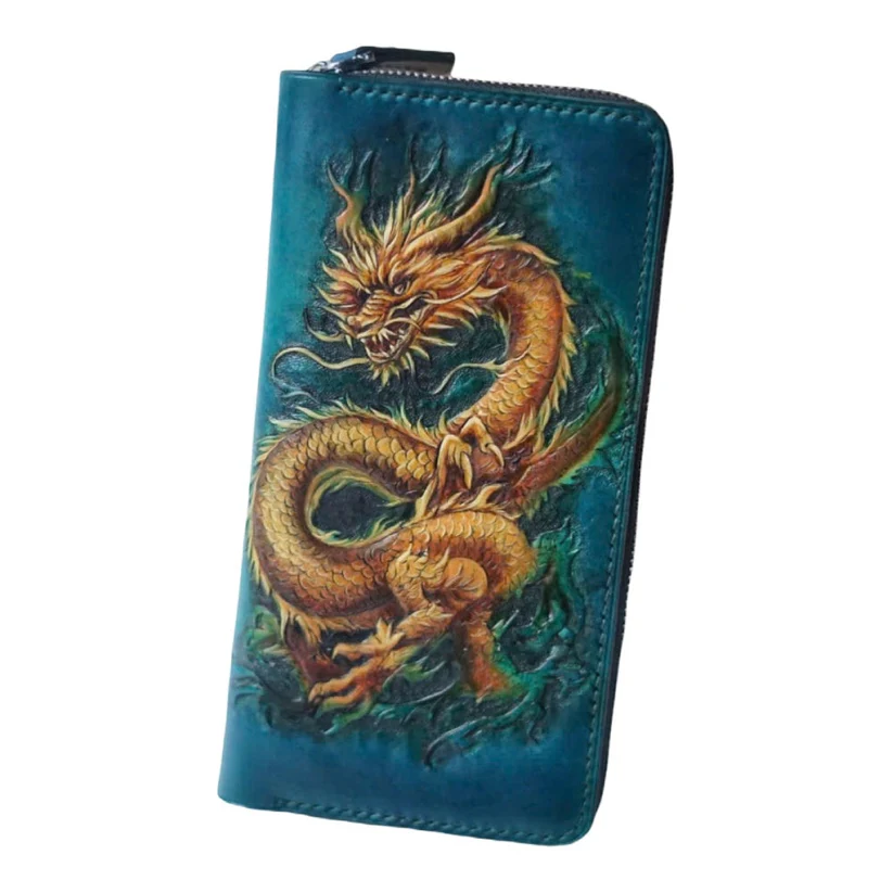 Handcrafted Leather Wallet with Dragon Embossing (1)
