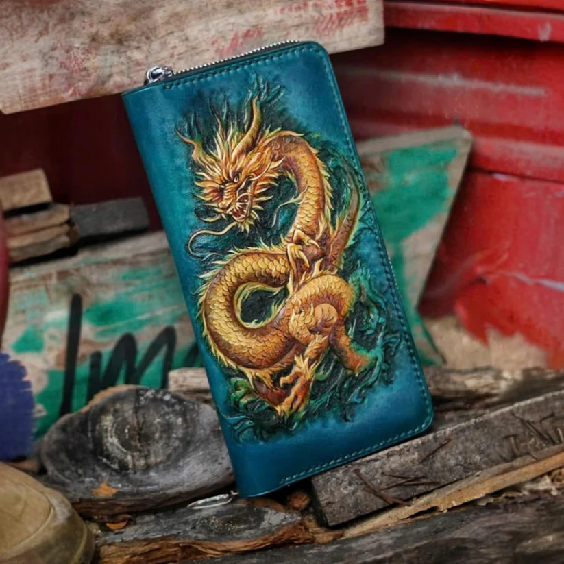 Handcrafted Leather Wallet with Dragon Embossing (2)